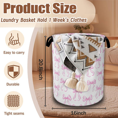 Cesta lavandería lazo rosa tela oxford 16x20.8pulg