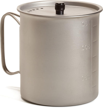 Taza titanio ligera duradera para acampar y mochilero con