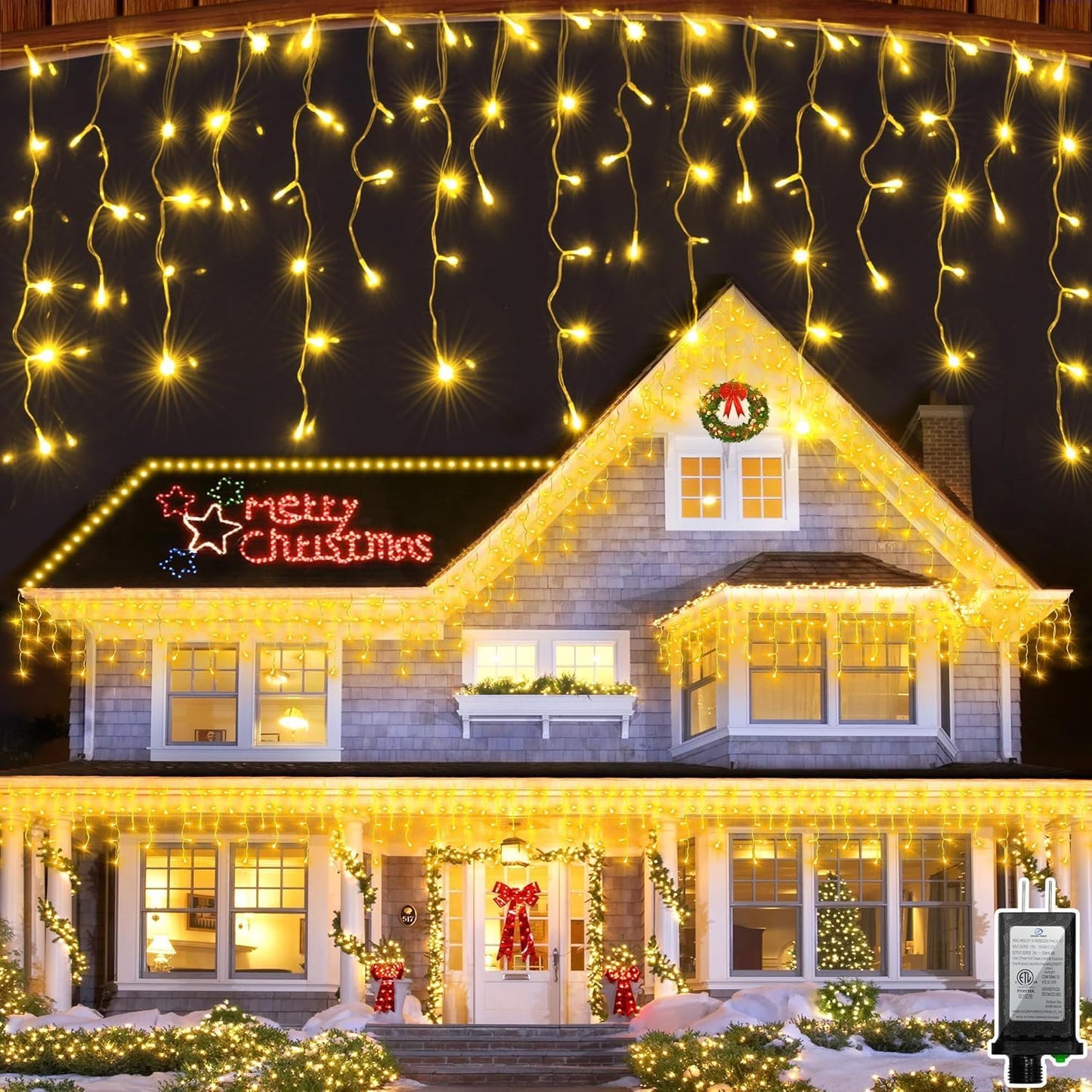 Luces LED Navidad colgantes 131ft 288 gotas impermeables