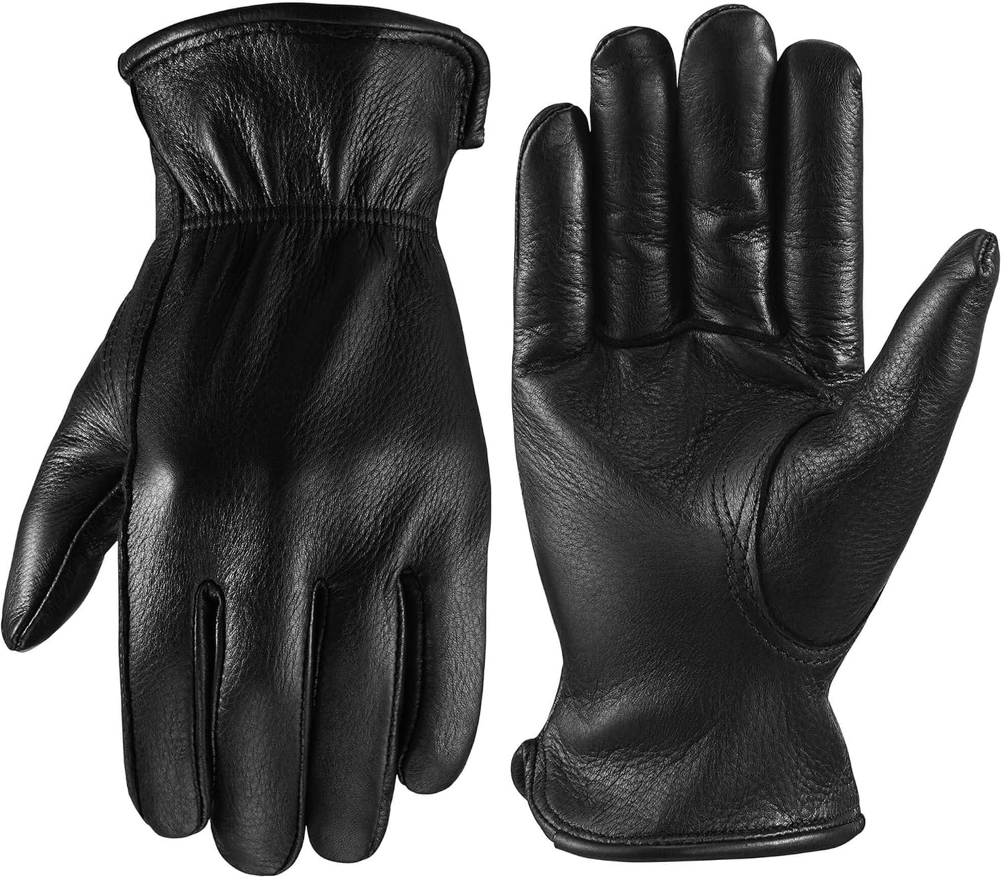 Guantes trabajo piel ciervo color negro talla L