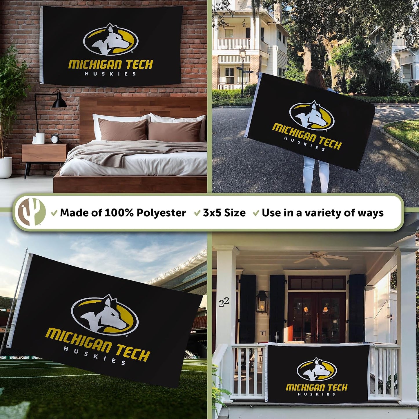 Bandera Huskies 3x5pies tela poliéster duradera
