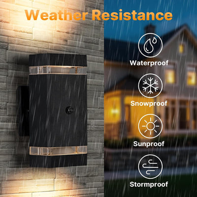 2 Luces pared exterior aluminio sensor atardecer amanecer
