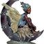 Figura poliresina 19.75pulg tono bronce y marfil hada luna