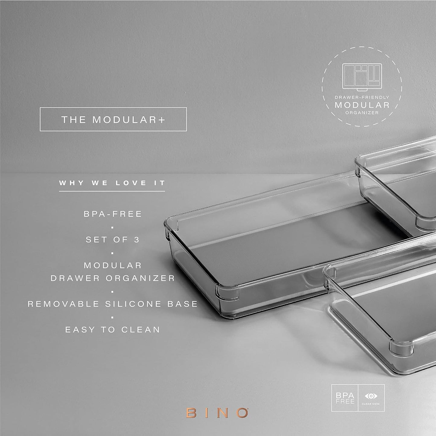 Set 3 Pzas Cubos Organizadores Cajones Gris Grande Modulares