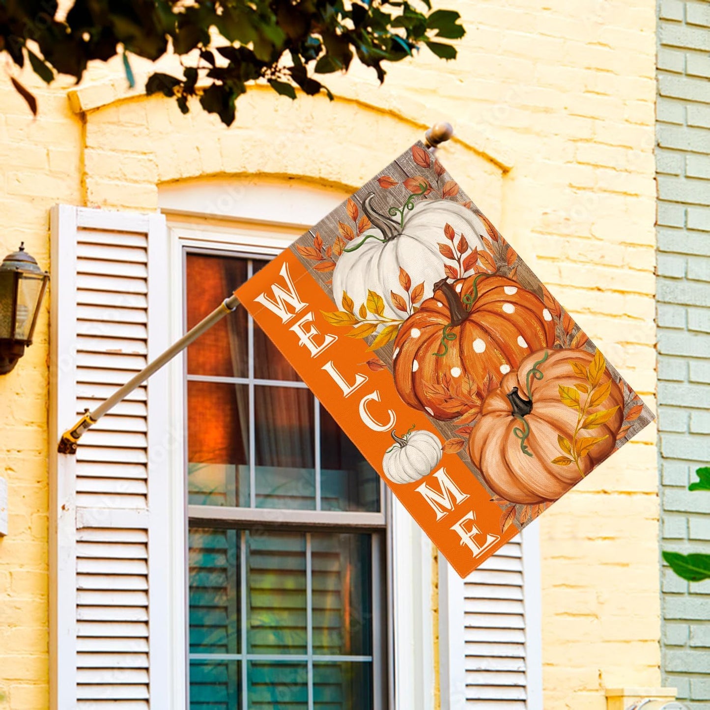 Bandera calabaza otoño 28x40" doble cara exterior