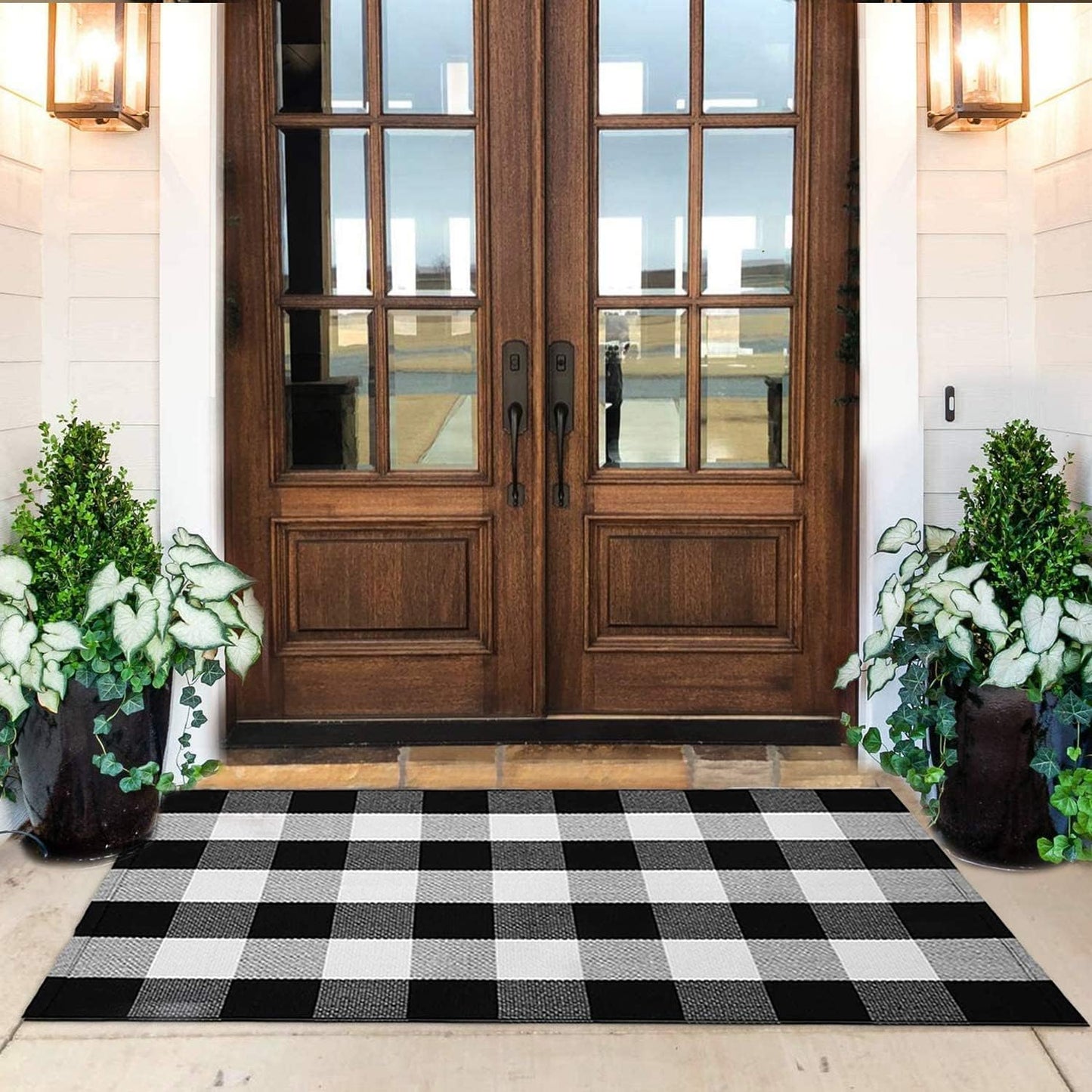 Alfombra algodón cuadros búfalo 27.5x43pulg puerta cocina