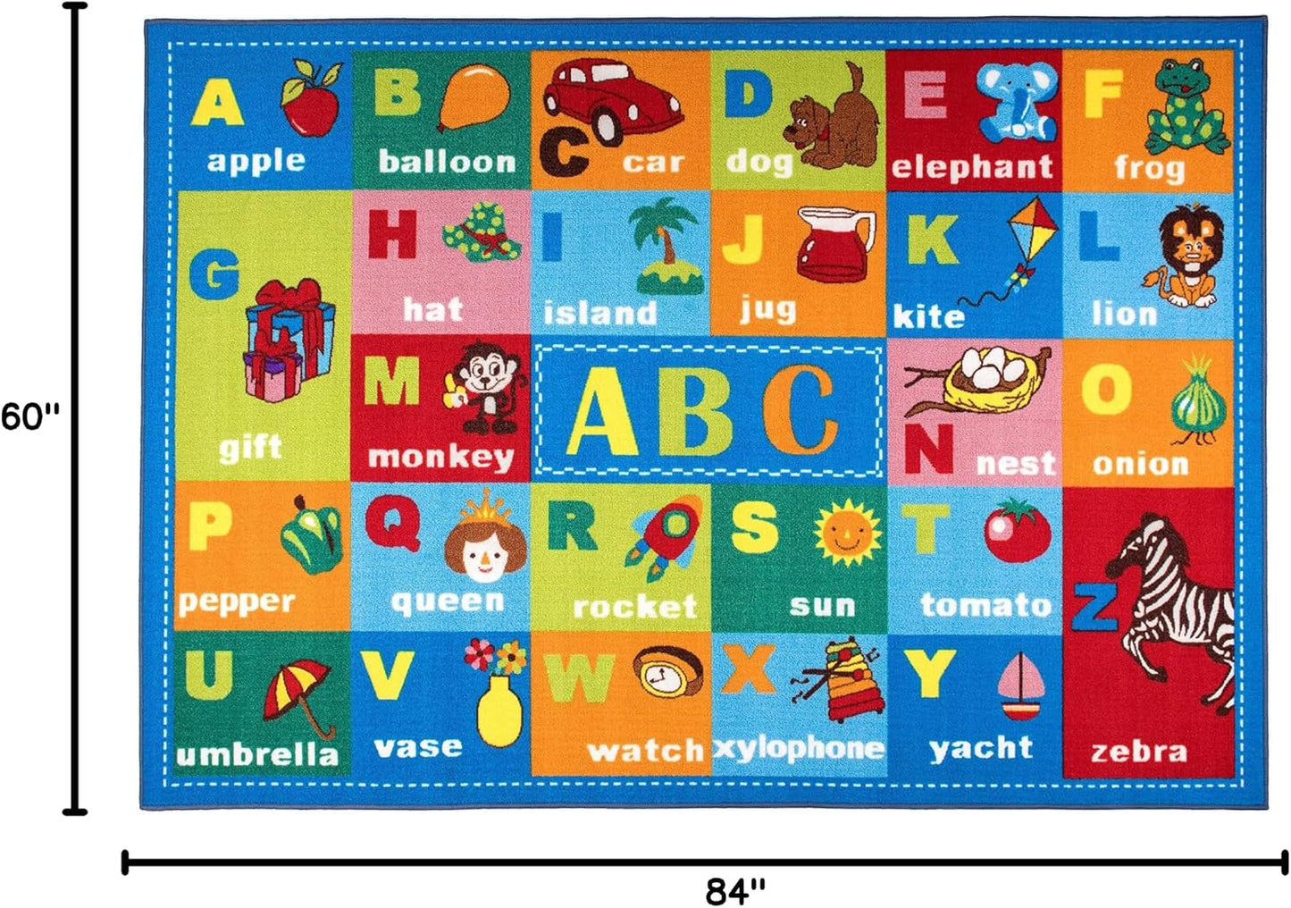 Alfombra antiderrap educativa con símbolos 5x7ft multicolor
