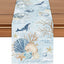 Camino Mesa Azul Claro Diseño Ballena Estrella Mar 72x13pulg