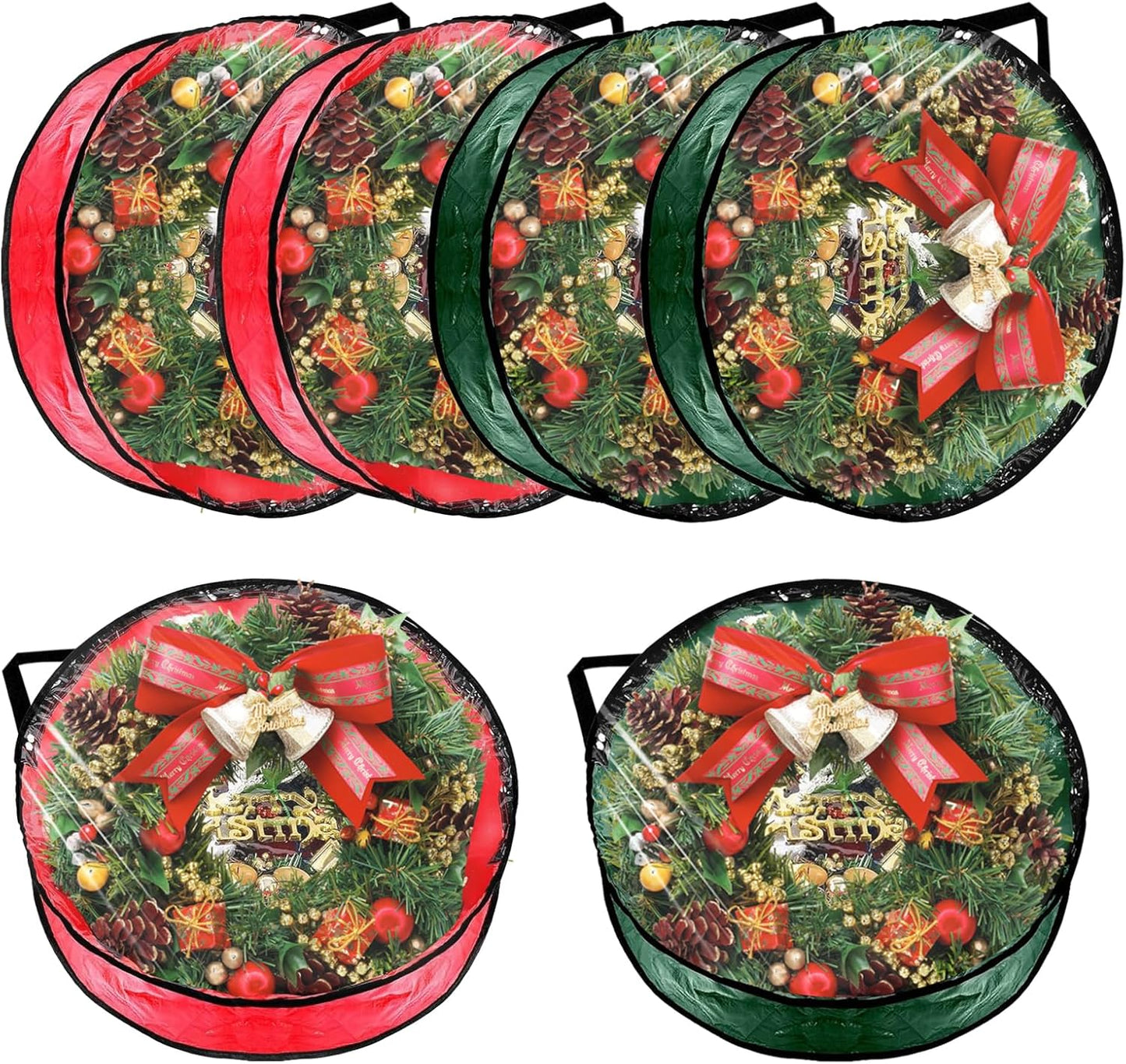 6 Bolsas Almacenamiento Transparentes 24x8" PVC con Asa