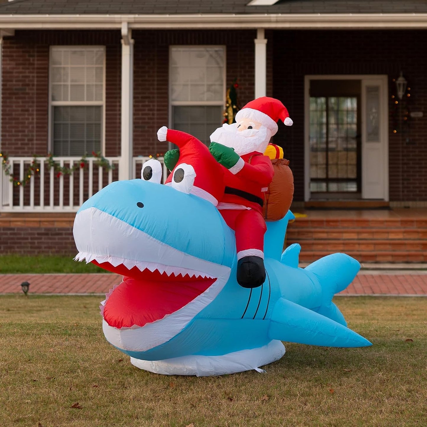 Inflable Santa tiburón 8.8pulg L 5.3pulg H decoración