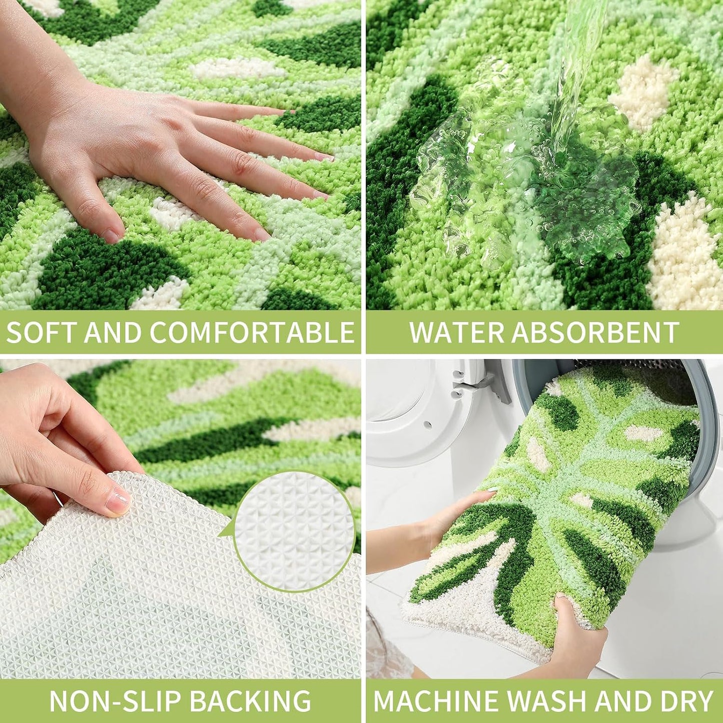 Alfombra baño forma monstera antideslizante suave absorbente