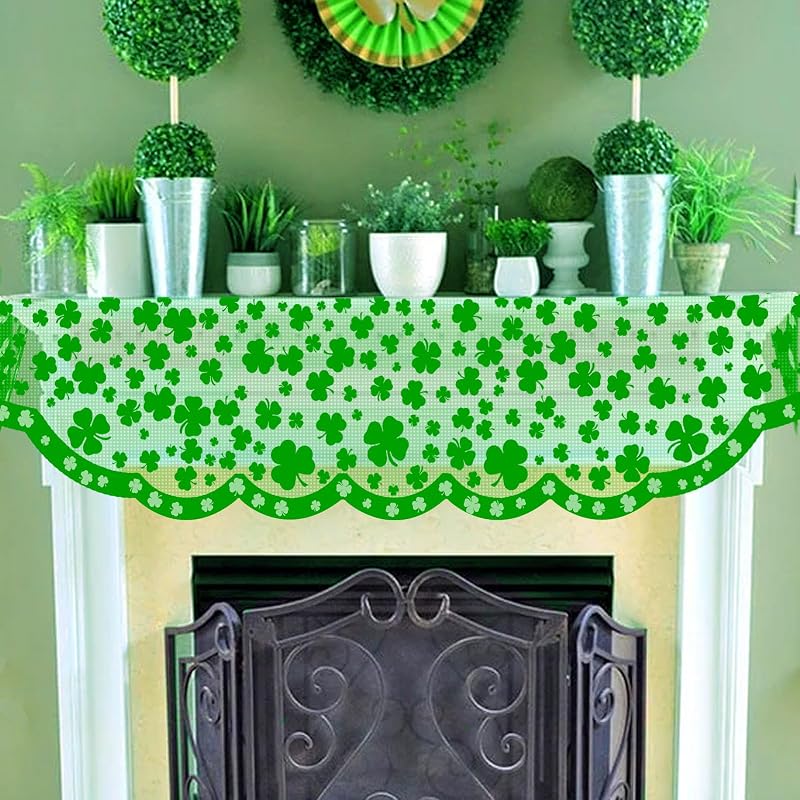 Bufanda trébol verde para chimenea San Patricio encaje irlandés