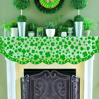 Bufanda trébol verde para chimenea San Patricio encaje irlandés