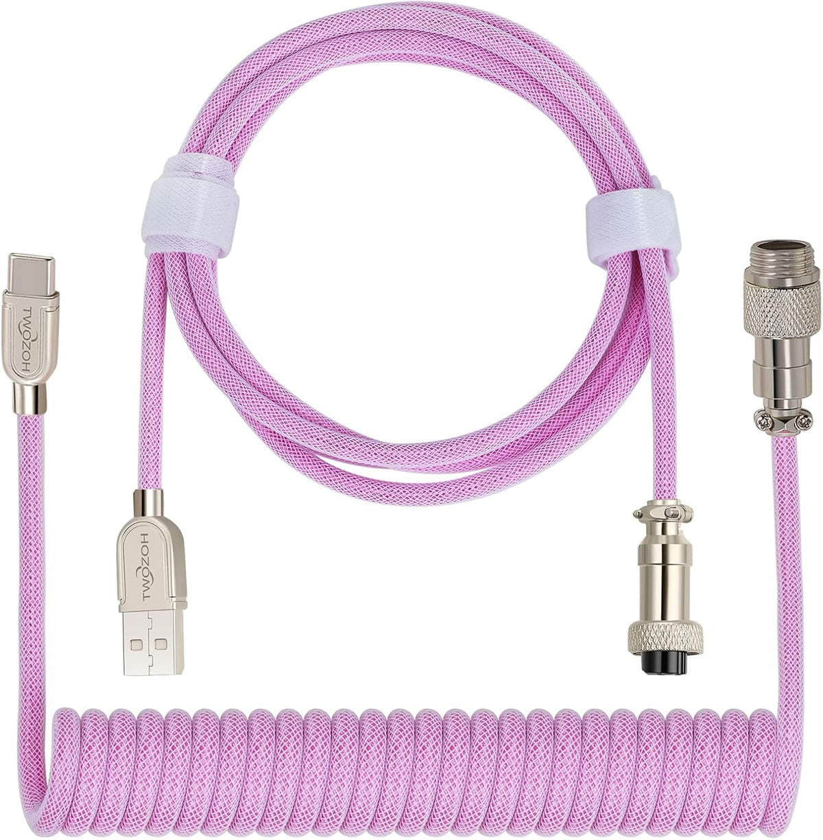Cable USB C teclado mecánico trenzado desmontable tipo C rosa