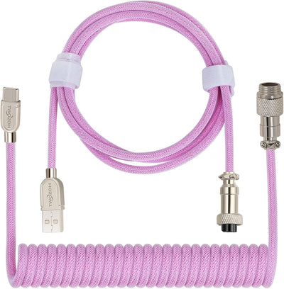 Cable USB C teclado mecánico trenzado desmontable tipo C rosa