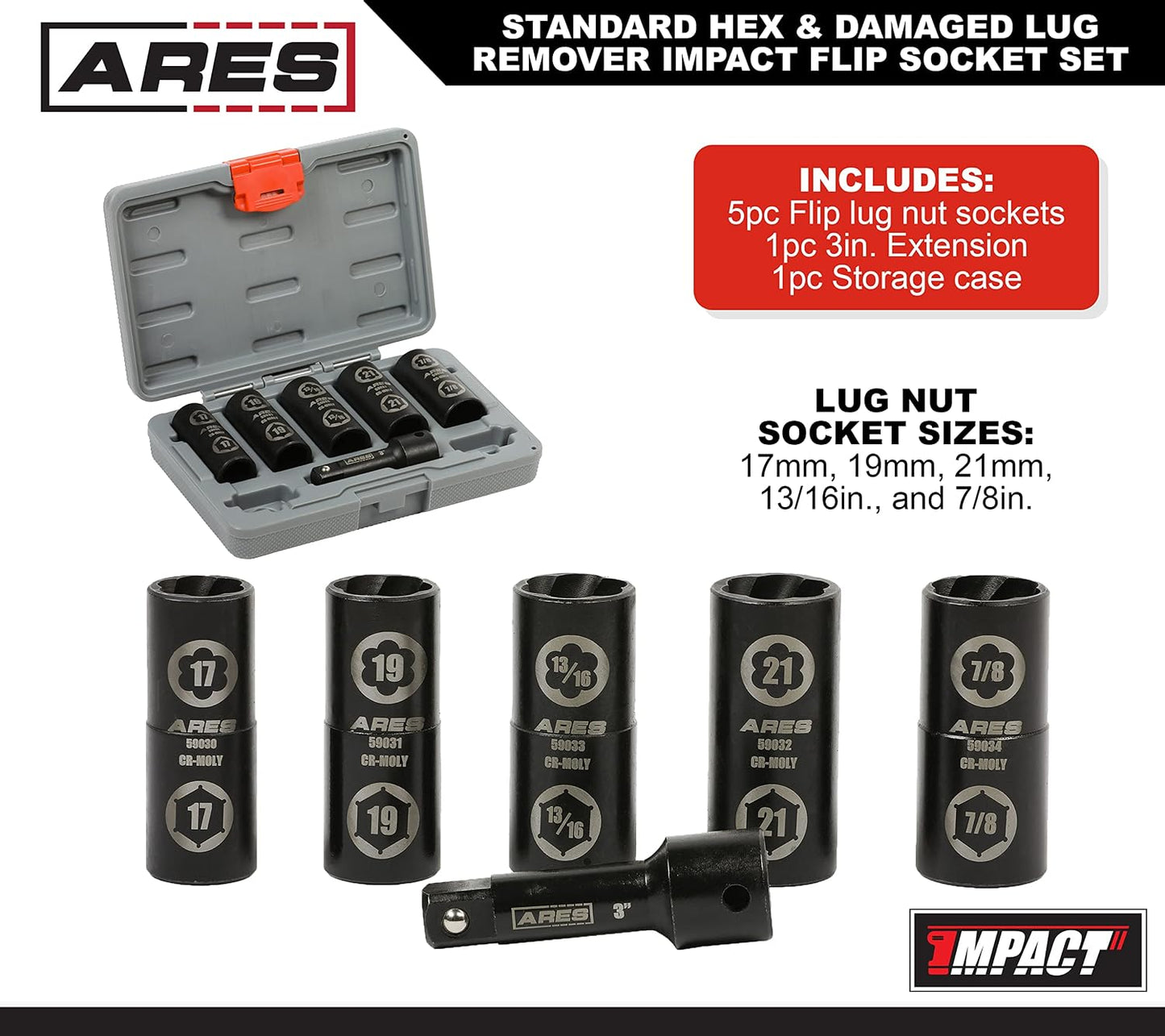 Set 6 llaves hex 0.669-0.827" con llantas dañadas