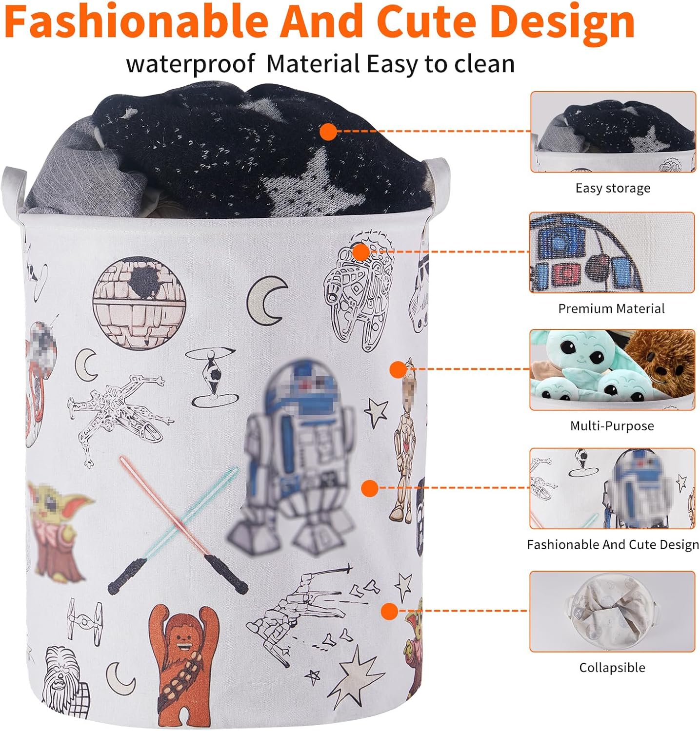Cesta plegable para bebé con revestimiento impermeable