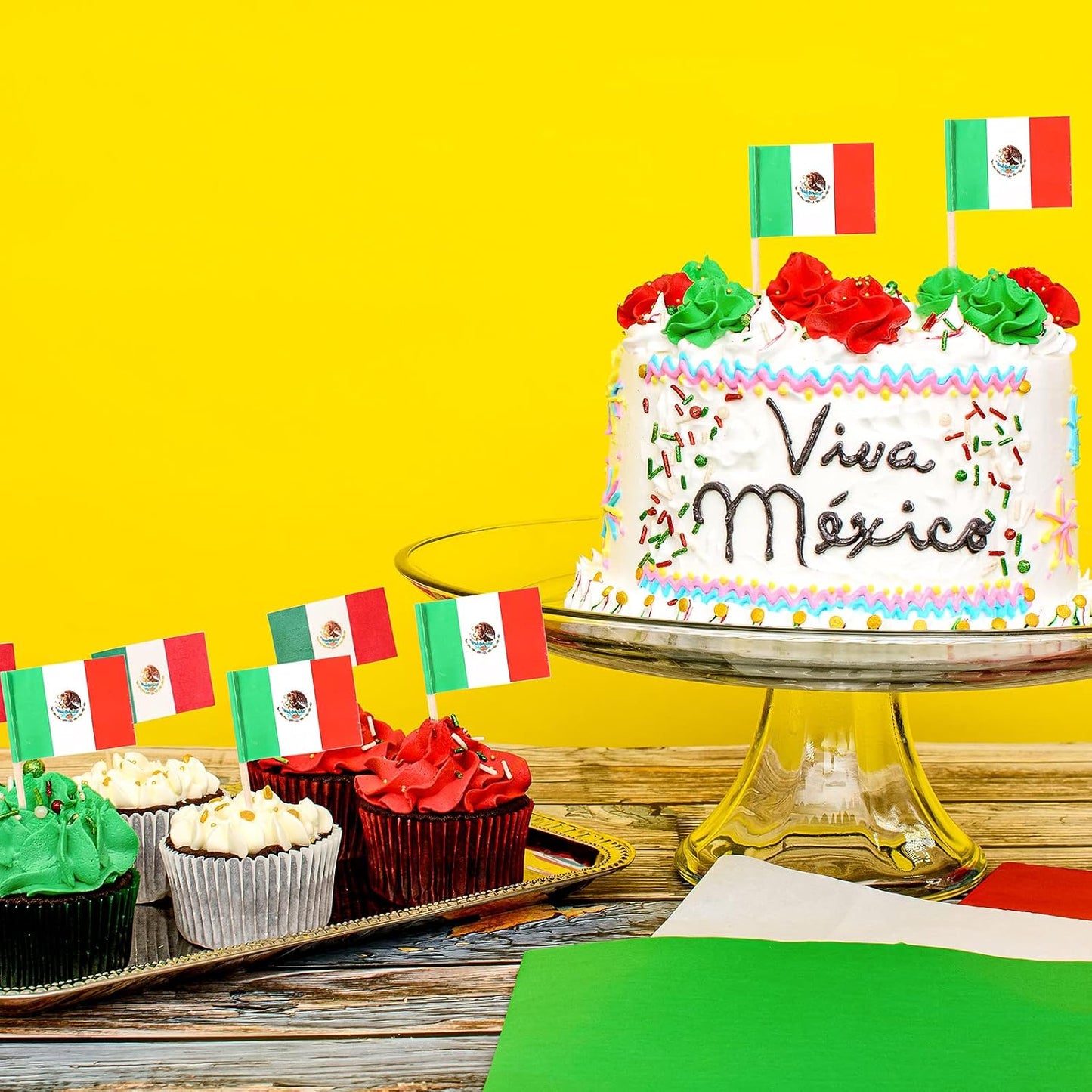 2000 palillos bandera mexicana para cupcakes fiesta