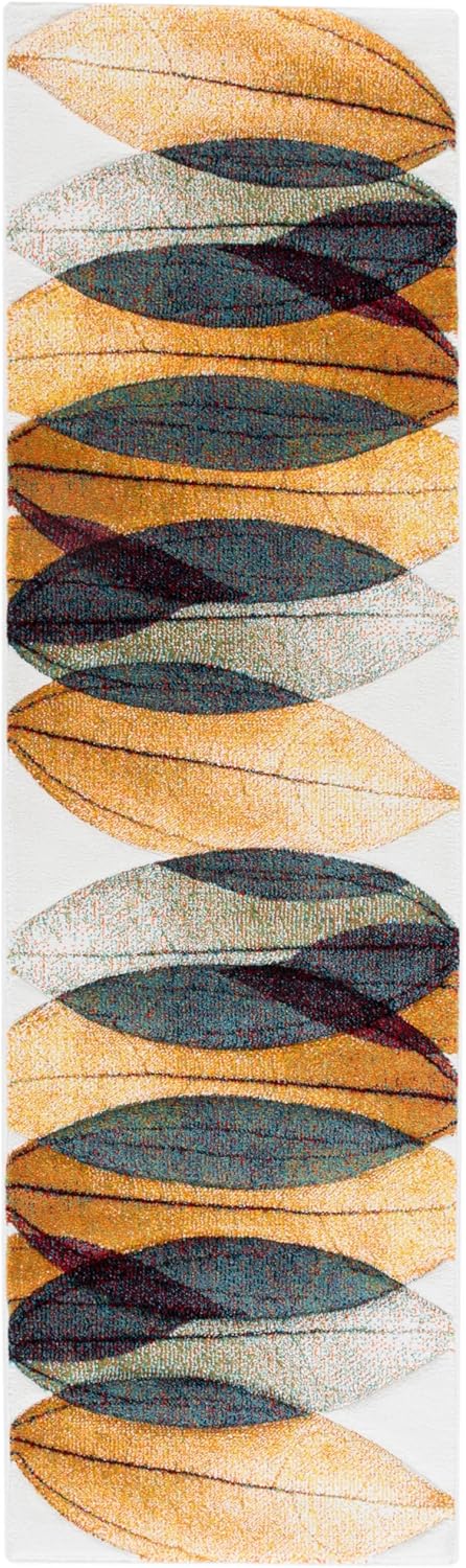 Alfombra pasillo 2ft3pulg x 8ft color dorado y azul