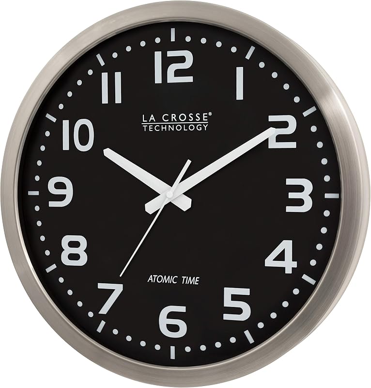 Reloj atómico acero inox 16pulg plateado