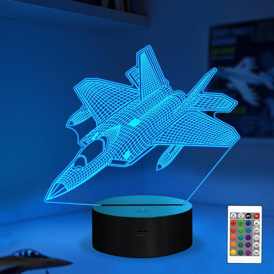 Luz Nocturna Avión con Control Remoto 16 Colores Temporizador