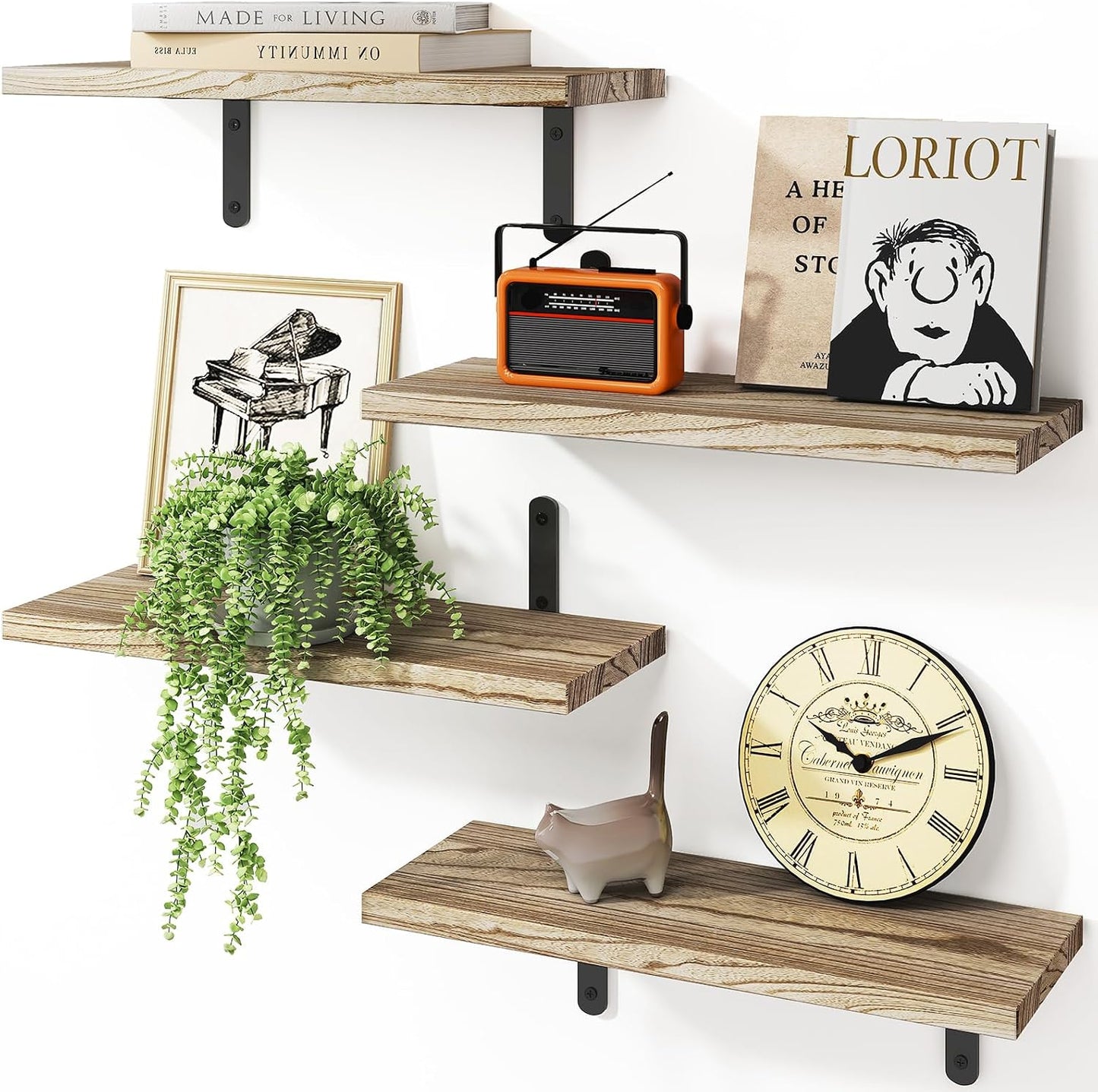 4 Pzas Estantes Flotantes Madera para Decoración Dormitorio