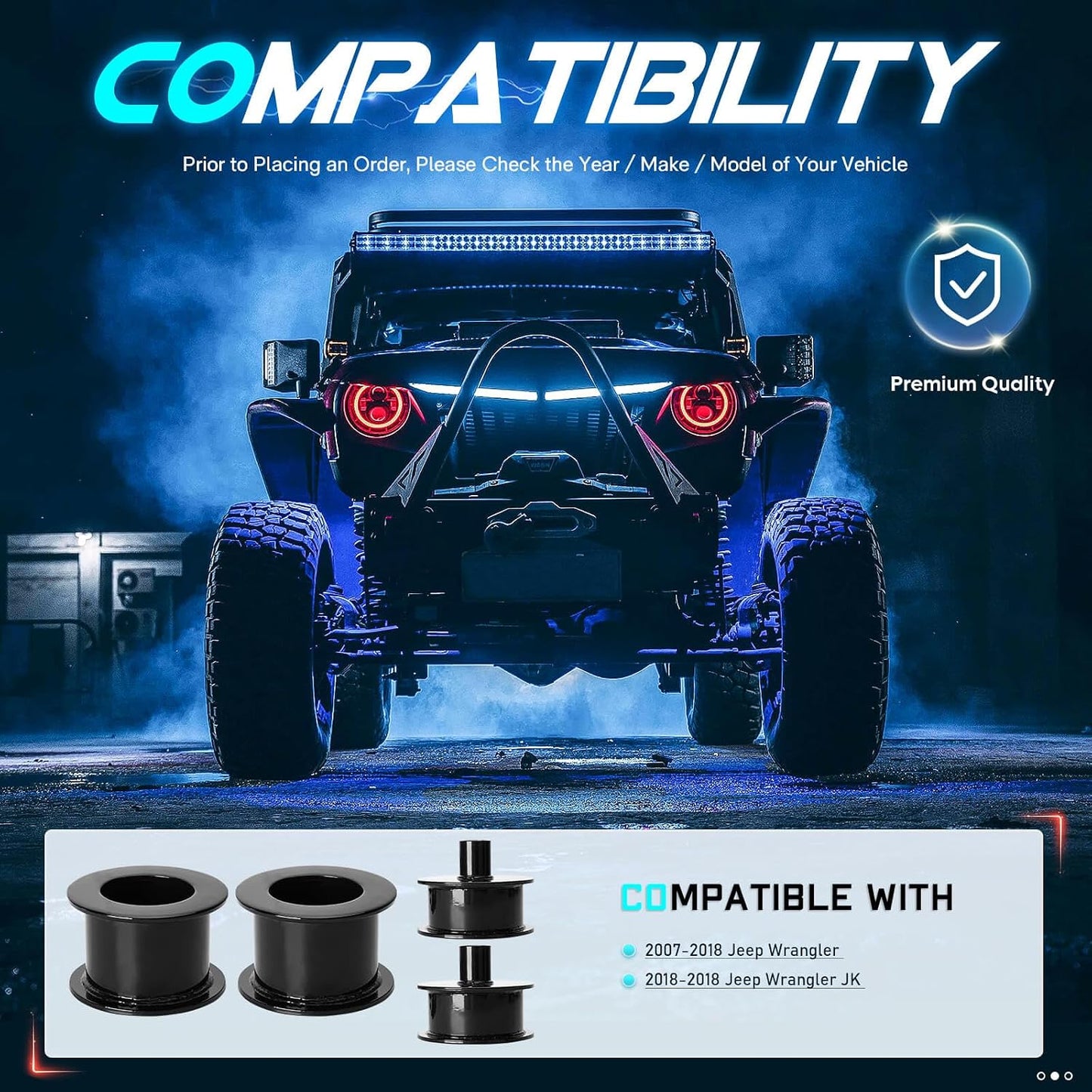 Kit elevación 2.5pulg compat. Wrangler 07-18 con soportes