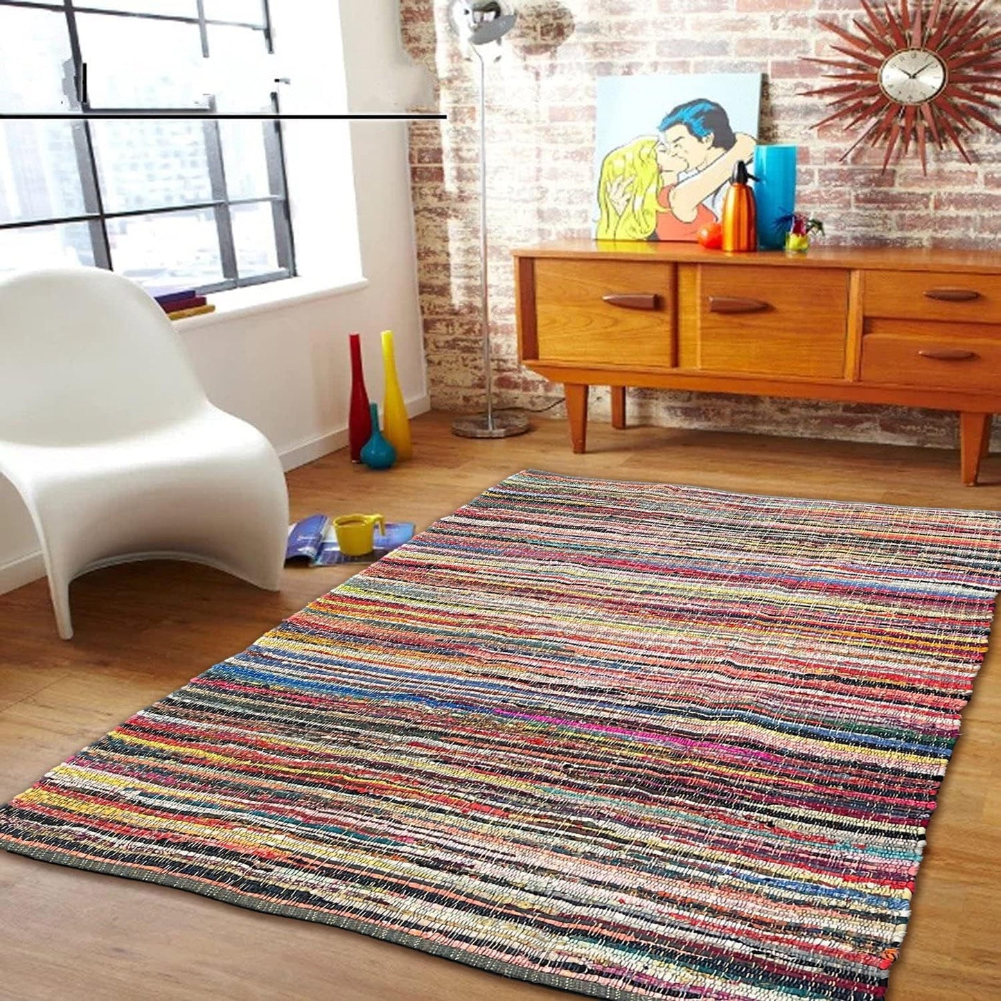 Alfombra Chindi 100% Algodón Reciclado 5x7ft Multicolor