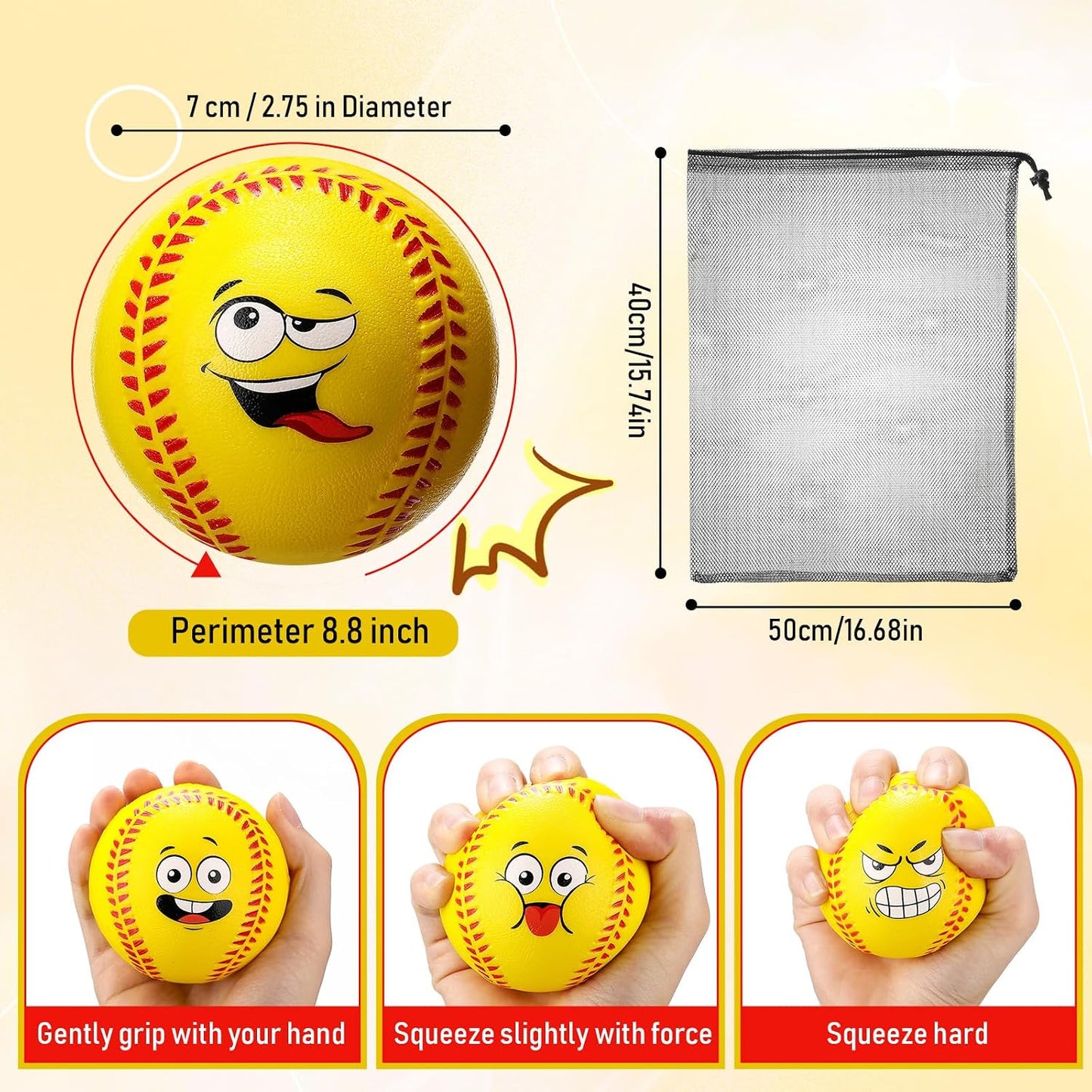 30 Pelotas Béisbol Foam 9" para Practicar con Bolsa Malla
