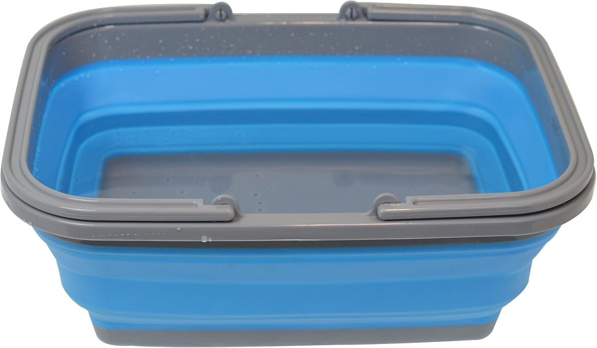 Cesta compras silicona plegable asas azul