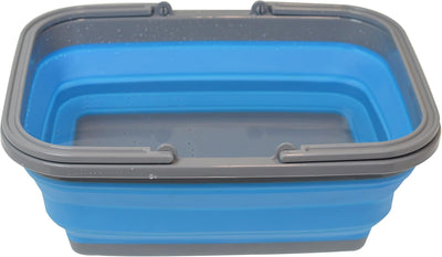 Cesta compras silicona plegable asas azul