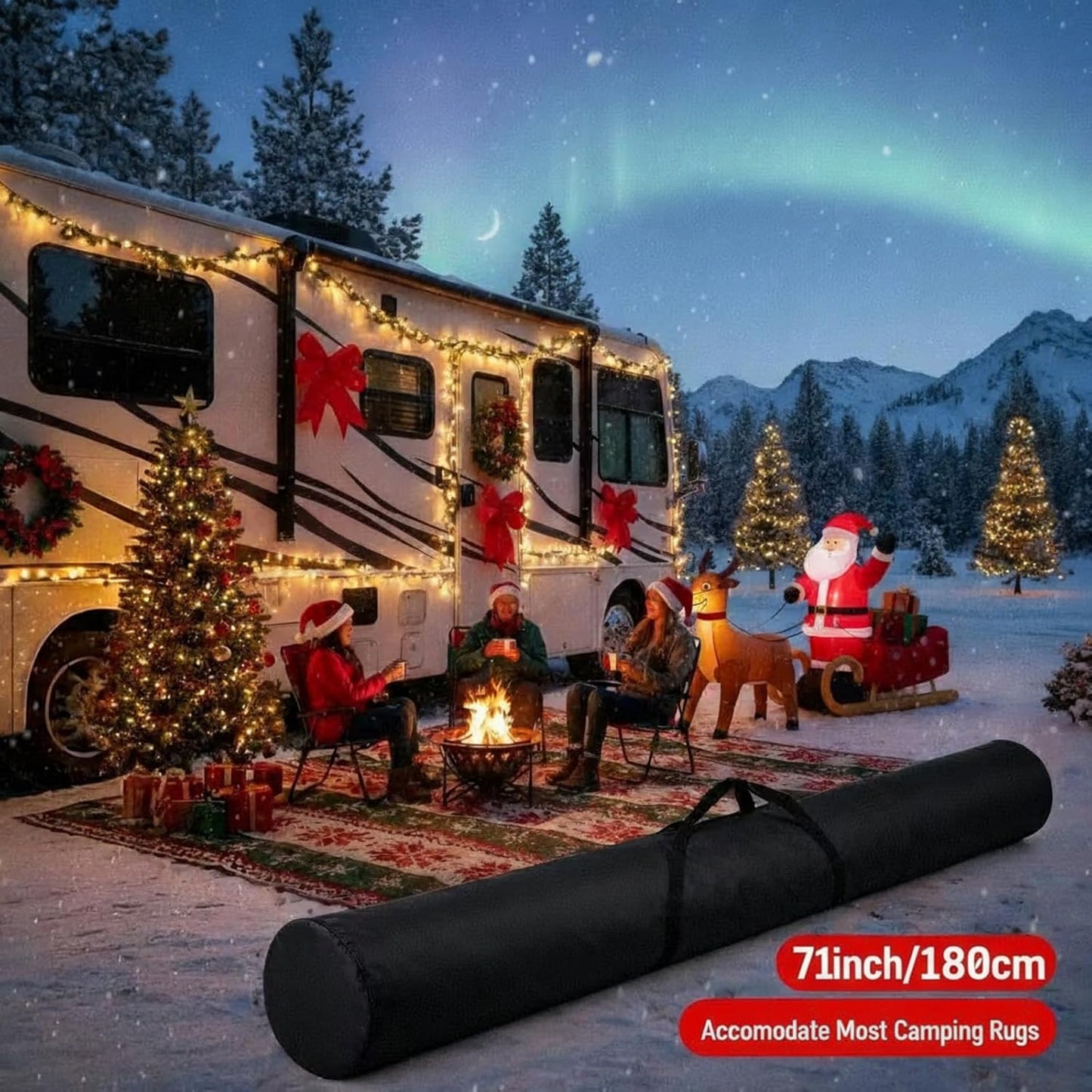 Bolsa almacenamiento tapete caravana 71x18pulg impermeable