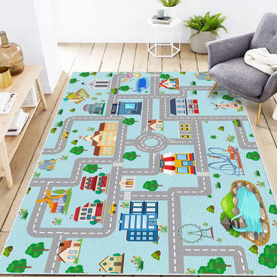 Alfombra coche niños 2'7"x4' antiderrap pista carreras