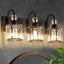 Iluminación tocador baño 3 luces cristal negro moderna