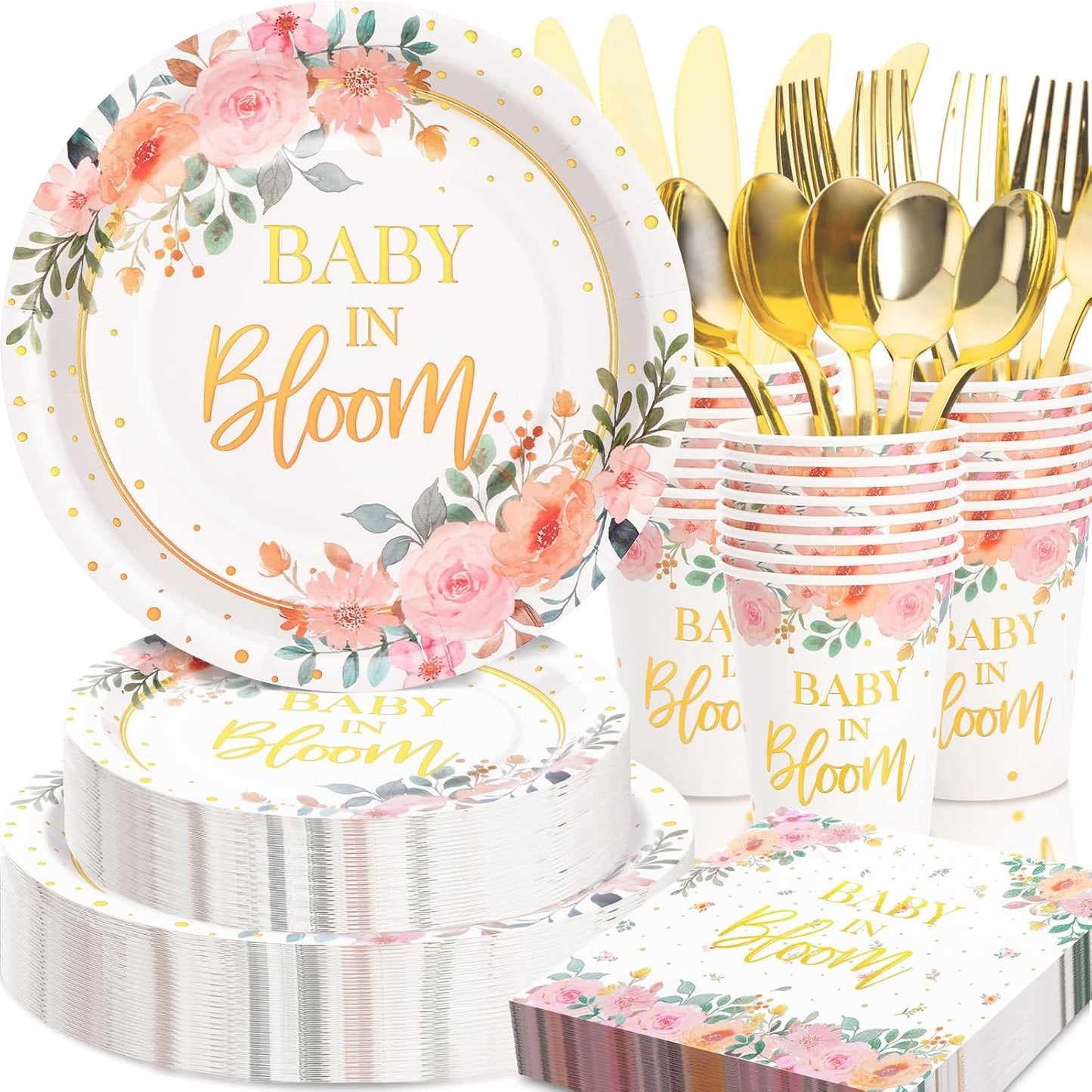 350 Pzas Decoraciones Baby Shower Rosas BabypulgadaBloom