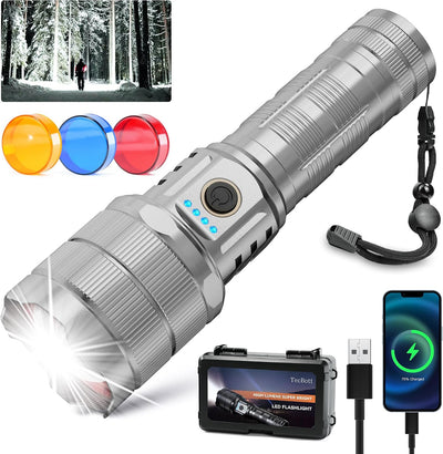 Linterna LED recargable 10000 lúmenes 5 modos IPX6