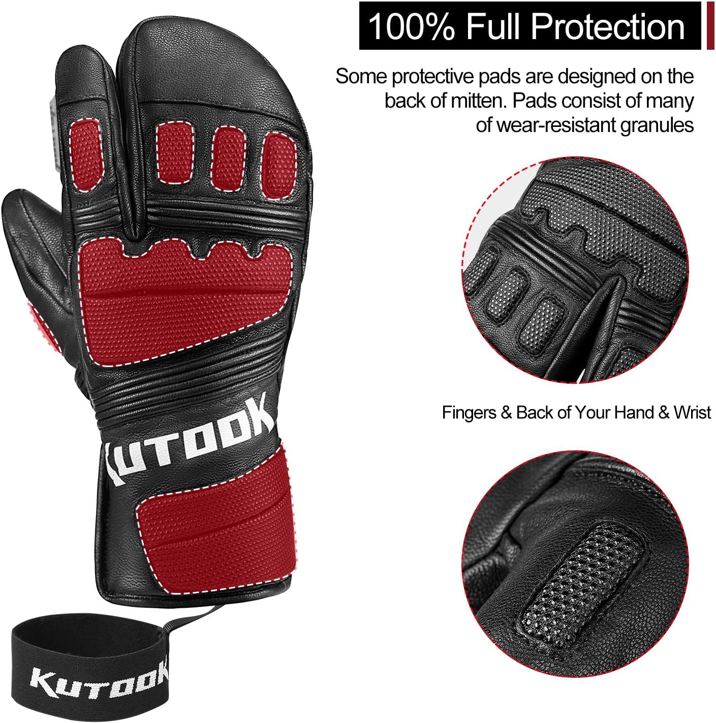 Guantes esquí piel cabra impermeables resist. al viento