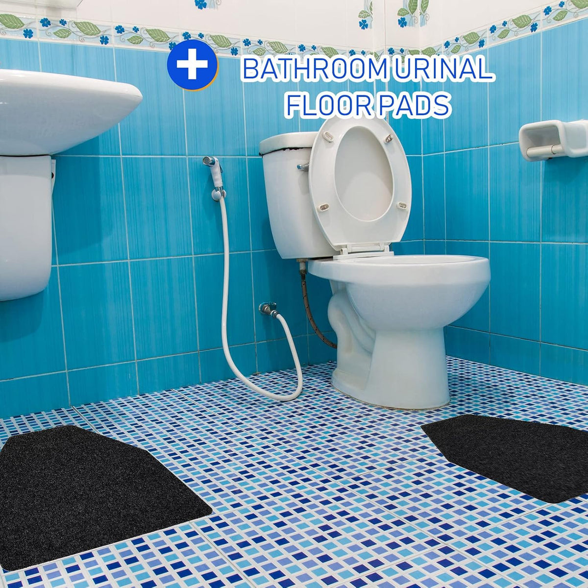 100 Tapetes Urinario Hombres Antiderrap Absorbentes Negro