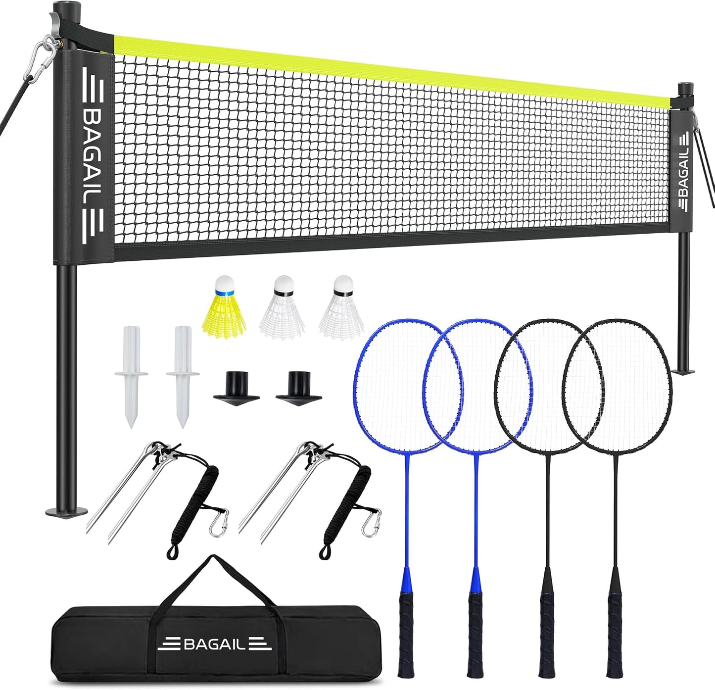 Set red bádminton exterior 20x5ft 4 raquetas 3 volantes