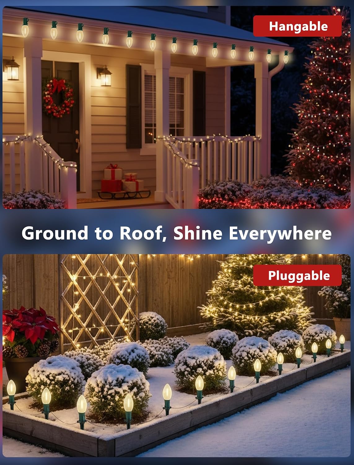 38ft Luces LED Navidad Camino Impermeables C9 Blanca