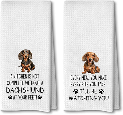 Set 2 toallas cocina gofre perro salchicha absorbentes