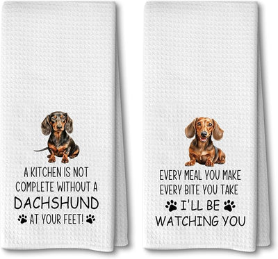 Set 2 toallas cocina gofre perro salchicha absorbentes