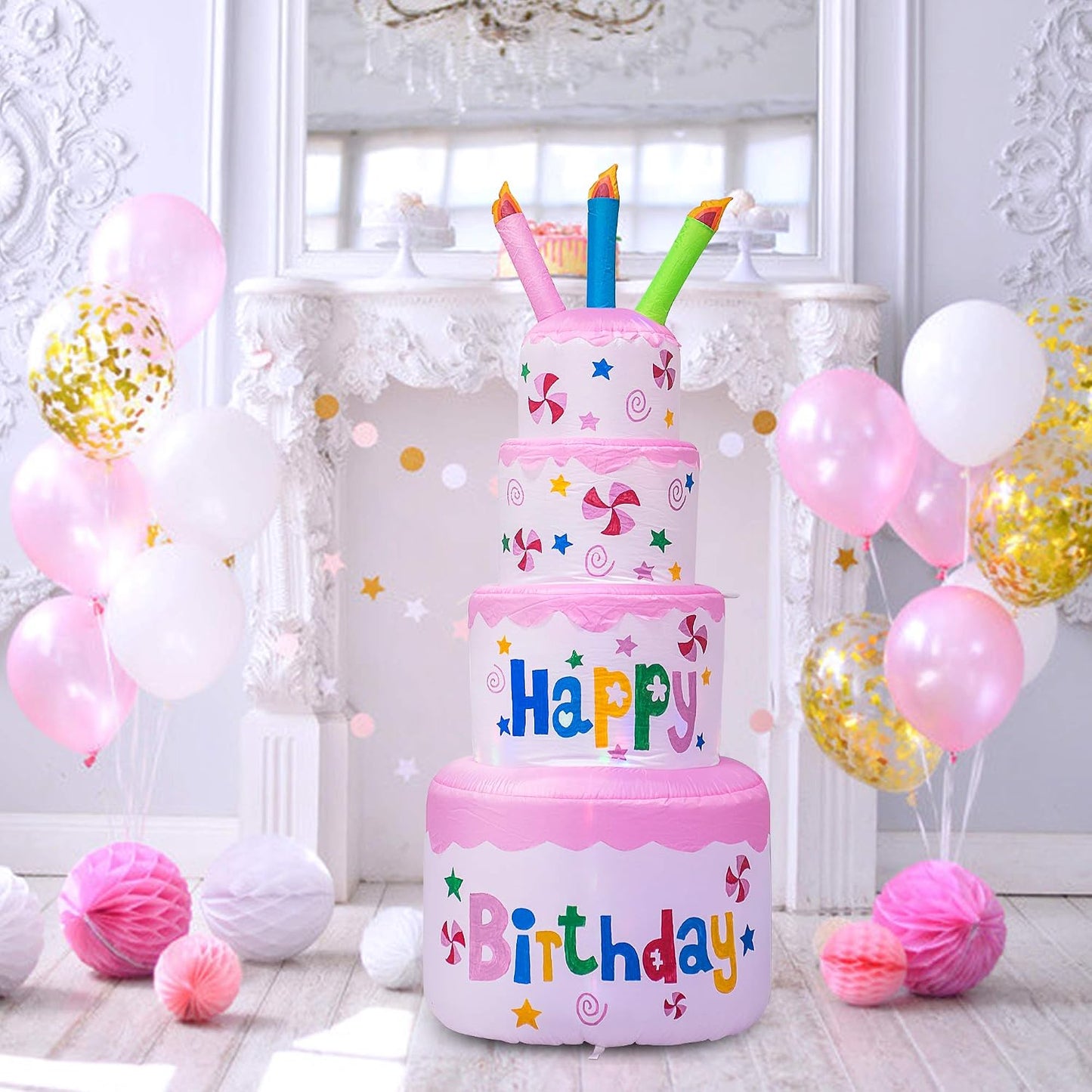 Pastel inflable cumpleaños 6ft para interiores y exteriores