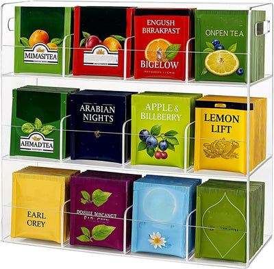 Organizador vertical bolsas té acrílico 216 paquetes