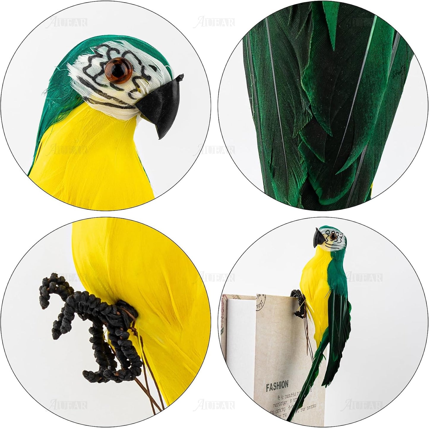 Loro artificial decorativo verde 9.8pulg