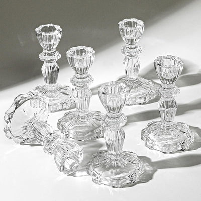 6 Candelabros Cristal 4.33pulg Decoración Bodas Fiestas