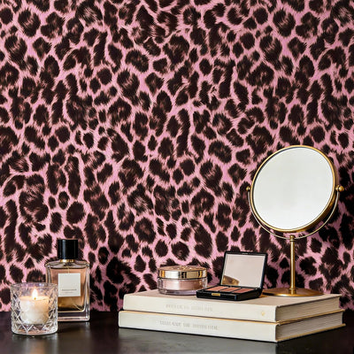 Papel tapiz leopardo rosa y negro 17.5x393pulg dormitorio