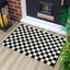 Alfombra cuadros marroquí 2x3ft reversible algodón puerta