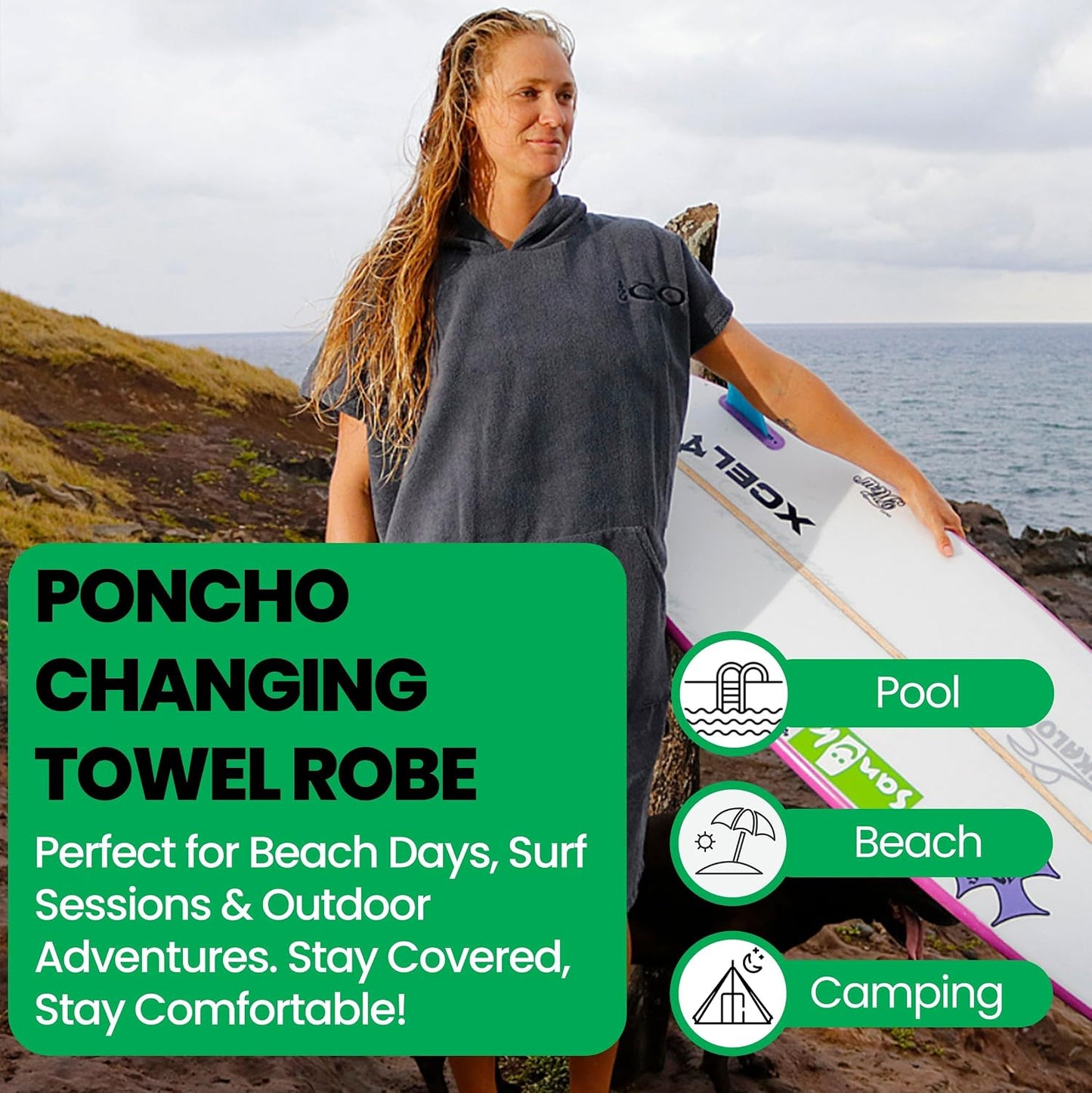 Poncho Neopreno Microfibra con Capucha Bolsillo Azul