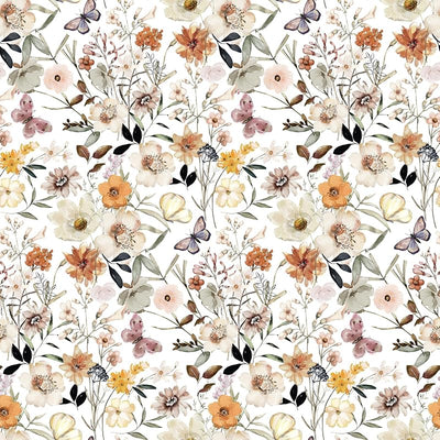 Papel tapiz floral mariposas remov. 17.7x354"